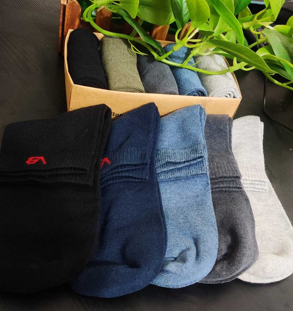 5,Pair,Cotton,Plain,Socks,Box,With,Multi,Color