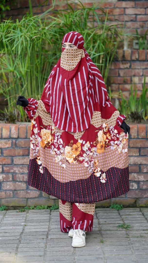 Luxury Khimar Set,Plazo Khimar Set Bangladesh,Satin Silk Khimar,Premium Khimar Set,Islamic Fashion Khimar,Abaya Khimar Set,Luxury Modest Wear BD,Cherry Satin Silk Khimar