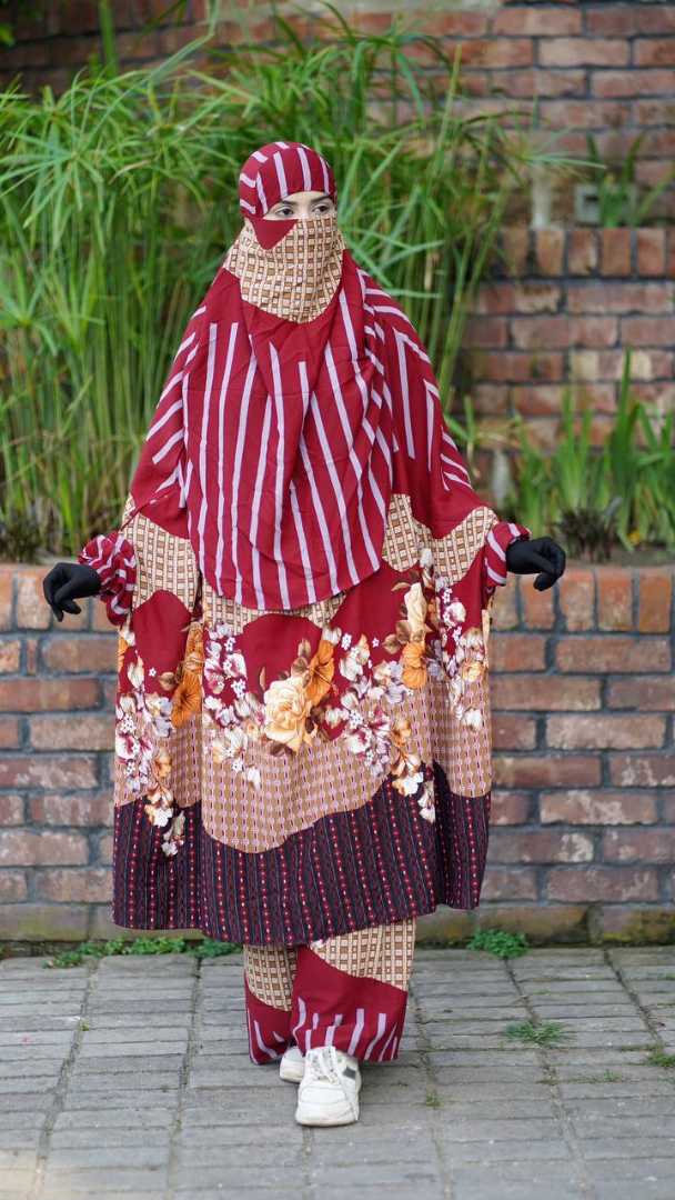 Luxury Khimar Set,Plazo Khimar Set Bangladesh,Satin Silk Khimar,Premium Khimar Set,Islamic Fashion Khimar,Abaya Khimar Set,Luxury Modest Wear BD,Cherry Satin Silk Khimar