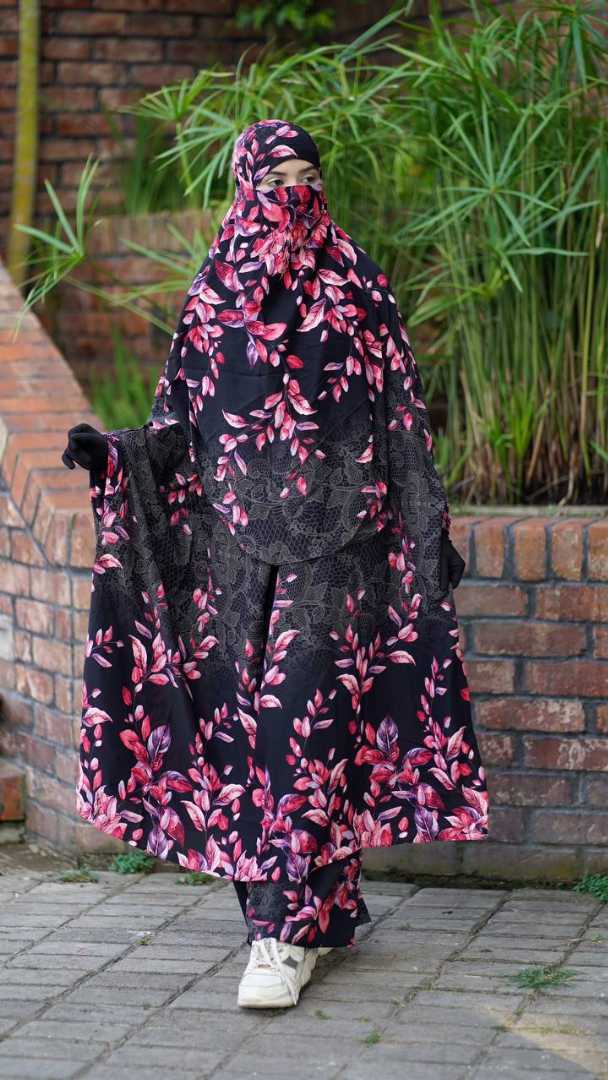 Luxury Khimar Set, Plazo Khimar Set Bangladesh, Satin Silk Khimar, Premium Khimar Set, Islamic Fashion Khimar, Abaya Khimar Set, Luxury Modest Wear BD, Cherry Satin Silk Khimar