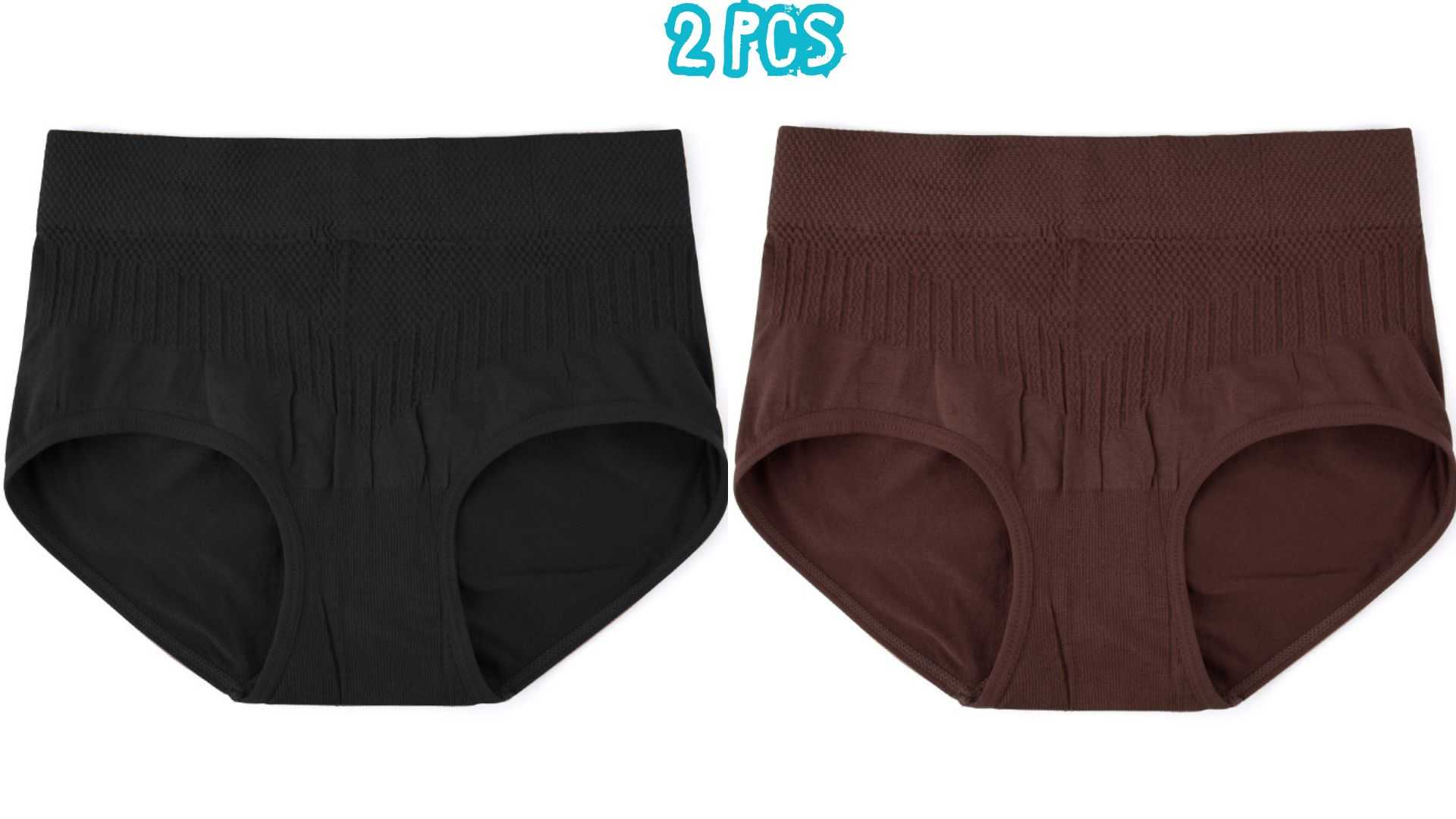 🖤🤎,2,pcs,China,Premium,Seamless,High,Waist,Panty,–,Black,&,Coffee,Style,🖤🤎