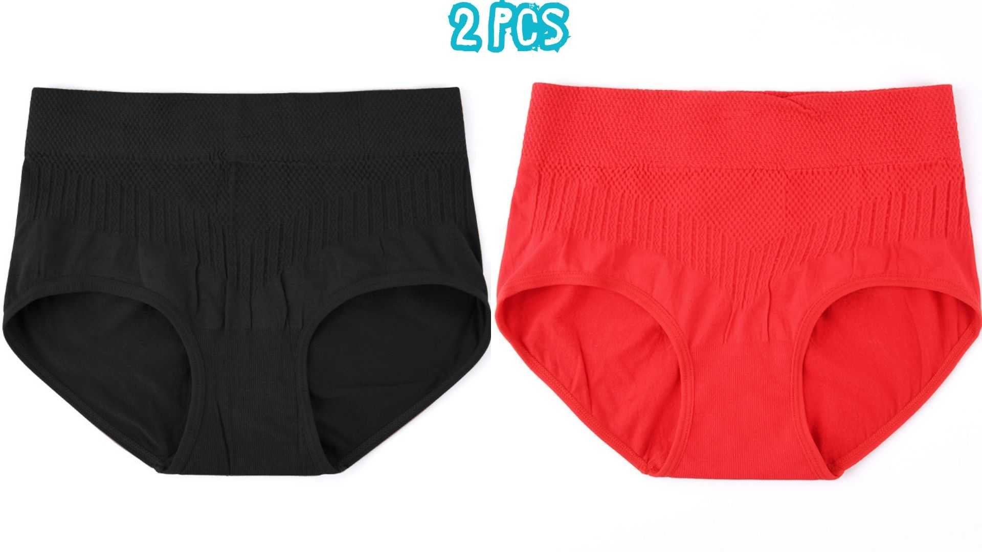 🖤❤️,2,pcs,China,Premium,Seamless,High,Waist,Panty,–,Black,&,Red,Style,🖤❤️