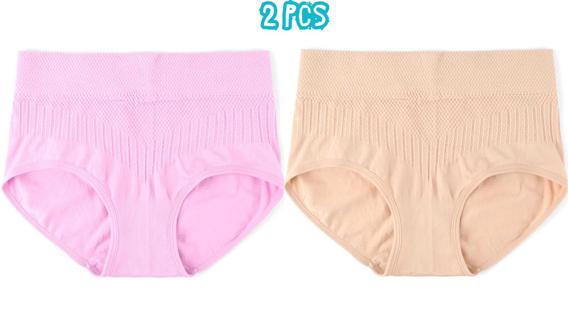 🌸🤍,2,pcs,China,Premium,Seamless,High,Waist,Panty,–,Light,Pink,&,Crime,Style,🌸🤍